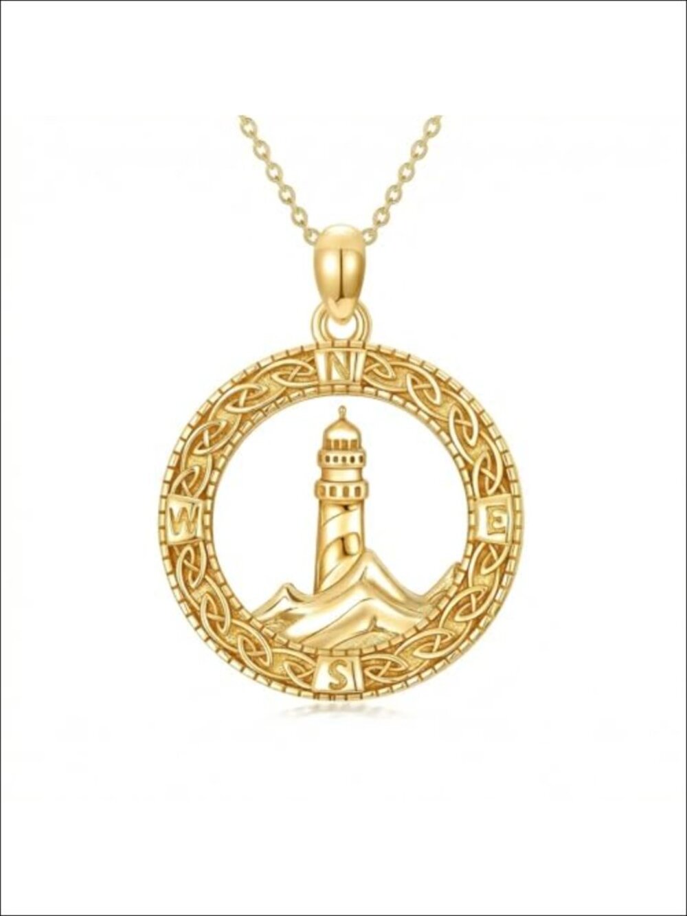 18K Gold Plated Nautical Lighthouse Pendant Necklace for Women - Picture 1 of 4